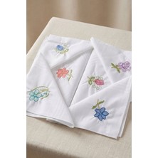Arvonx Nakış Işlemeli %100 Pamuk Çeyizlik Hediyelik Mendil 12'li Set 28X28 cm