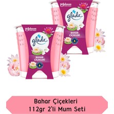 Glade Bahar Çiçekleri Kokulu Mum 112GR 2'li Set Tek Fitilli, Esansiyel Yağ Içeren Koku, Pamuk Fitil
