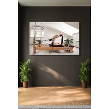 Şehber Yatay Kanvas Tablo Tekli Spor Salonu Tower Reformer Pilates Aleti Ile Egzersiz Yapan Kadın 2905