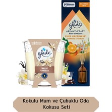 Glade Vanilya Kokulu  Mum 112GR ve Aromaterapi Portakal ve Neroil Çiçeği Kokulu Çubuklu Oda Kokusu Seti