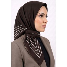 Hadiora  Acı Kahve Çizgili Organik Pamuk Soft Eşarp