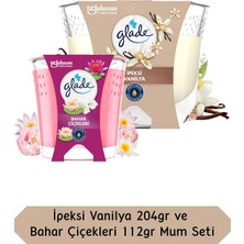 Glade Vaniya Kokulu Büyük Mum 204GR ve Bahar Çiçekleri Kokulu Küçük Mum 112 Set