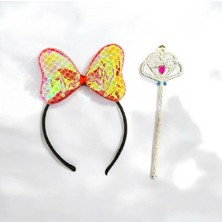 Niyet Kurdele - Fiyonk Minnie Mouse Taç ve Asa Seti - Doğum Günü - Kostüm Partileri - Cadılar Bayramı