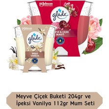 Glade Meyve Çiçeği Buketi Kokulu Büyük Mum 204GR ve Vanilya Kokulu Küçük Mum 112GR Set