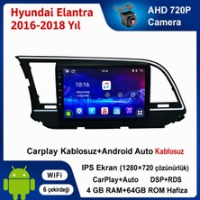 SBAID Hyundai Elantra 2016-2018 Yıl Uyumlu 4GB Ram 64GB Rom Hafıza Android Kablosuz Carplay Navigasyon Multimedya 9 Inç Ekran Hediye Görüş Kamerası Hediye Çerçevesi