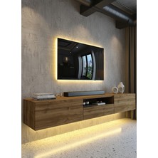 Online Fırsat Mutlu Ol Mutlu Kal Karnaval Ledli Duvara Monte Tv Sehpası 150 cm - Ceviz - DM1506-2