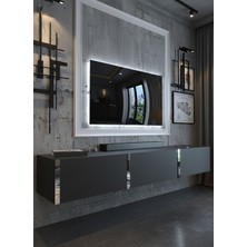 Online Fırsat Mutlu Ol Mutlu Kal Karnaval Duvara Monte Tv Sehpası 180 cm Silver- Antrasit - SDM-1001-4