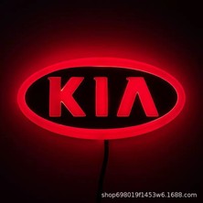 İdeal Aksesuar Kia 4d Işıklı Logo 13*6.5 cm Kırmızı Arma Logo Car Aksesuar Kia Illuminated Vehicle Logo Arma