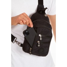 Unisex Su Geçirmez Kulaklık USB Çıkışlı Çapraz Askılı Çanta Bel Omuz ve Göğüs Çanta Günlük Bodybag