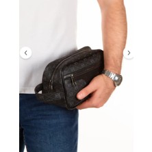 Sannora Bags Unisex Siyah Deri Kozmetik Portföy Çantası Şık Tıraş Seyahat Çantası Günlük Bakım Çantası El Çanta