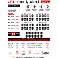Civata Deposu M10X1 Helicoil Yayı Diş Tamir Seti - 50 Parça (1d 1.5d 2d 2.5d 3d)