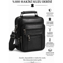 Sannora Bags Siyah %100 Hakiki Deri Erkek Omuz ve El  Çantası Çaprazaskılı