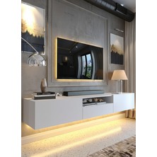 Online Fırsat Mutlu Ol Mutlu Kal Karnaval Ledli Duvara Monte Tv Sehpası 180 cm - Beyaz - DM1006-1