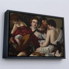 Trezon Ahşap Çerçeveli Caravaggio - Müzisyenler Tablo - The MUSICIANS-7144