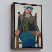 Trezon Ahşap Çerçeveli Pablo Picasso - Koltukta Oturan Soyut Kadın TABLOSU-7295