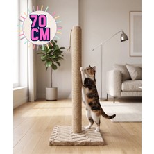 ALMITAL 70 cm Bej Kedi Tırmalama Tahtası - Sağlam Tabanlı Jüt Ipli Kedi Tırmalama Direği