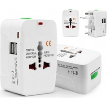 Coverzone 931E | Akım Korumalı Universal Fiş Çoklu Priz ENT-CV640 Priz Çevirici Dönüştürücü 2 Port Usb- Type C Kompakt Tasarım Amerikan Fişi, Ingiliz, Türkiye 125V - 250V 13A (Beyaz) (931E)