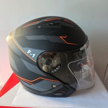Jekai Çenesiz Kask JK-512 Vizörlü Şeffaf Camlı Gri Turuncu M