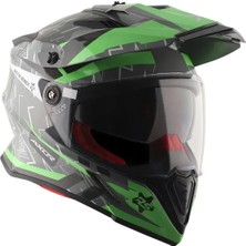 Cross Kask Vizörlü Axor Yeşil Gri Xl