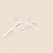 Simple Living Living Ahşap Görünümlü 3'lü Plastik Askı - Beyaz - 43X23 cm