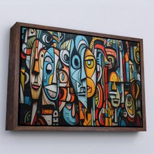 Trezon Ahşap Çerçeveli Kübizm Grafiti TABLOSU-7227