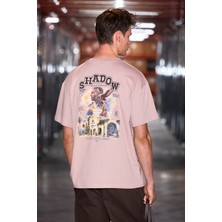 Grimelange Amıdıo Erkek %100 Organik Pamuklu Baskı Detaylı Regular Fit Yuvarlak Yaka Pudra T-Shirt