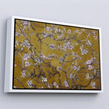 Trezon Ahşap Çerçeveli Vincent Van Gogh - Çiçek Açan Badem Ağacı Sarı TABLOSU-7176