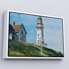 Trezon Ahşap Çerçeveli Edward Hopper - Deniz Feneri Tablo - Light At Two LIGHTS-7097