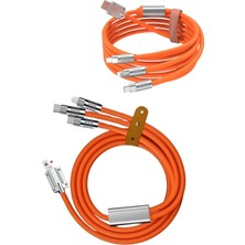 Renas Store 120W 3 In 1 Uyumlu Silikon Şarj Kablosu Hızlı Şarj Kablosu