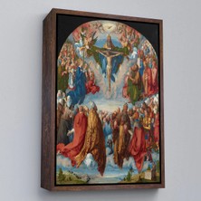 Trezon Ahşap Çerçeveli Albrecht Dürer - Üçlü Birliğin Hayranlığı Tablo - Adoration Of The TRINITY-8054