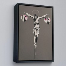 Trezon Ahşap Çerçeveli Alışveriş Torbalı Isa Tablosu - Christ With Shopping BAGS-8094