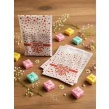 Hg Ambalaj 100 Adet 10X16 cm Bantlı Kurdele Desenli Hediye Paketleme Poşeti, Hediye Poşeti ( 10X13+3 Cm, Küçük Boy)