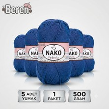 Nako Pırlanta - 10084 Koyu Mavi - 5'li Paket - 100GR/225M - El Örgü Ipi - Amigurimi-Hırka- Kazak- Şal-Bebek Ipi