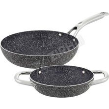 4 Adet Hascevher Dora Granit 2 Prç Tava Seti Kapaksız (18/22) 2.2 mm Gri