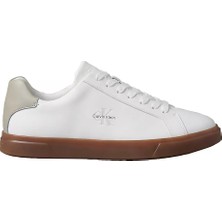 Calvin Klein Erkek Ck Logo Kabartmalı Düşük Bilekli Deri Beyaz Sneaker HM0HM02123-0LH