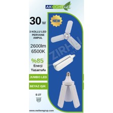 3 Adet Aklight LED Jumbo 30W Beyaz Işık Pervane