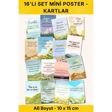Nur Print 16'lı Risale-I Nur Mini Poster Seti A6(10 x 15 Cm) Boyut Pastel Minimalist Islami Motto Kart Seti