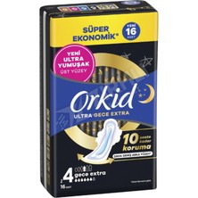 4 Adet Orkid Ultra Ekstra Dörtlü Gece Ekstra 16'lı