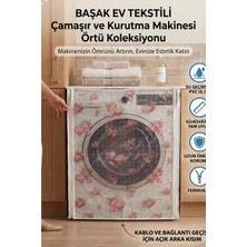 Mikasso Pembe Çiçek Desenli Şeffaf Pvc Çamaşır Makinesi Örtüsü – Su Geçirmez, Dayanıklı ve Su ve Toza Karşı