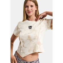 It's Basic Kadın Bej Ekru W5 Özel Kumaş Elastan Crop Top