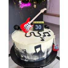 Liya3D 1-99 Yaş Kişiye Özel Gitar ve Amfi Cake Topper – Rock Müzik Temalı Doğum Günü Pasta Süsü – 3D Baskı