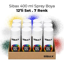 Sibax Akrilik Sprey Boya 12’li Karışık 7 Renk Seti – 400 ml x 12 Adet