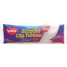 4 Adet Viora Büzgülü Orta Boy Çöp Torbası 15'li