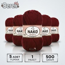 Nako Pırlanta - 01175 Koyu Kırmızı - 5'li Paket - 100GR/225M - El Örgü Ipi - Amigurimi-Hırka- Kazak- Şal-Bebek Ipi