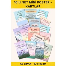 Nur Print 16'lı Hadis Mini Poster Seti A6(10X15 Cm) Boyut Pastel Islami Motto Kart Seti