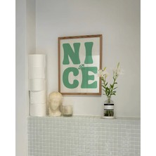 Mikasso Nice Bum, Banyo Posteri, Banyo Temalı Çerçevesiz Poster Kağıt Turkuaz Çerçevesiz