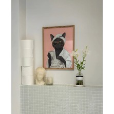 Mikasso Kahve Içen Kedi Posteri, Kedi Posteri, Kedi Temalı Çerçevesiz Poster Kağıt Çok Renkli Çerçevesiz