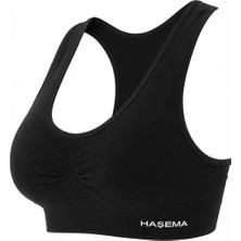 Haşema Çapraz Sırtlı Toparlayıcı Siyah Mayo Içi Spor Büstiyer 6072