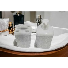 Mikasso Banyo Seti 2’li Set Sıvı Sabunluk Diş Fırçalık Plastik Beyaz