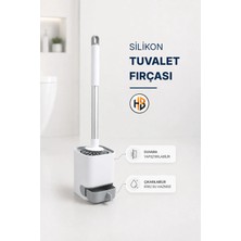 Mikasso Silikon Uçlu & Kirli Su Hazneli 33 cm Tuvalet Fırçası - Banyo Wc Klozet Temizlik Fırçası Silikon Bey